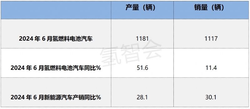 观察思考 , 2024上半年氢燃料电池汽车产销：创史上同期新高